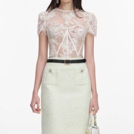 White Sequin Lace Top self-portrait-US at Self Portrait